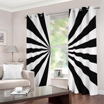 Black And White Radial Rays Print Blackout Grommet Curtains