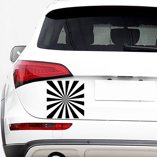 Black And White Radial Rays Print Car Sticker