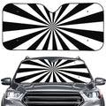 Black And White Radial Rays Print Car Windshield Sun Shade