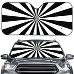 Black And White Radial Rays Print Car Windshield Sun Shade