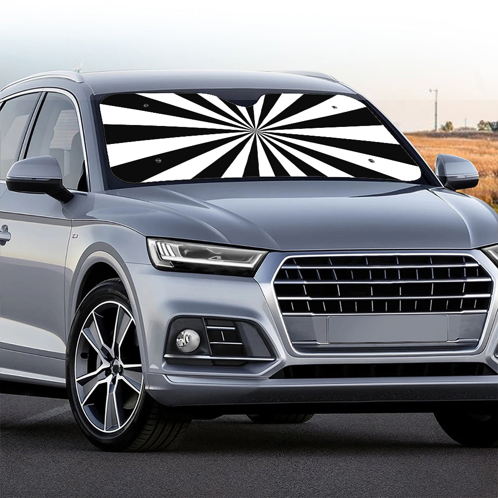 Black And White Radial Rays Print Car Windshield Sun Shade