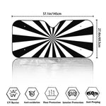 Black And White Radial Rays Print Car Windshield Sun Shade