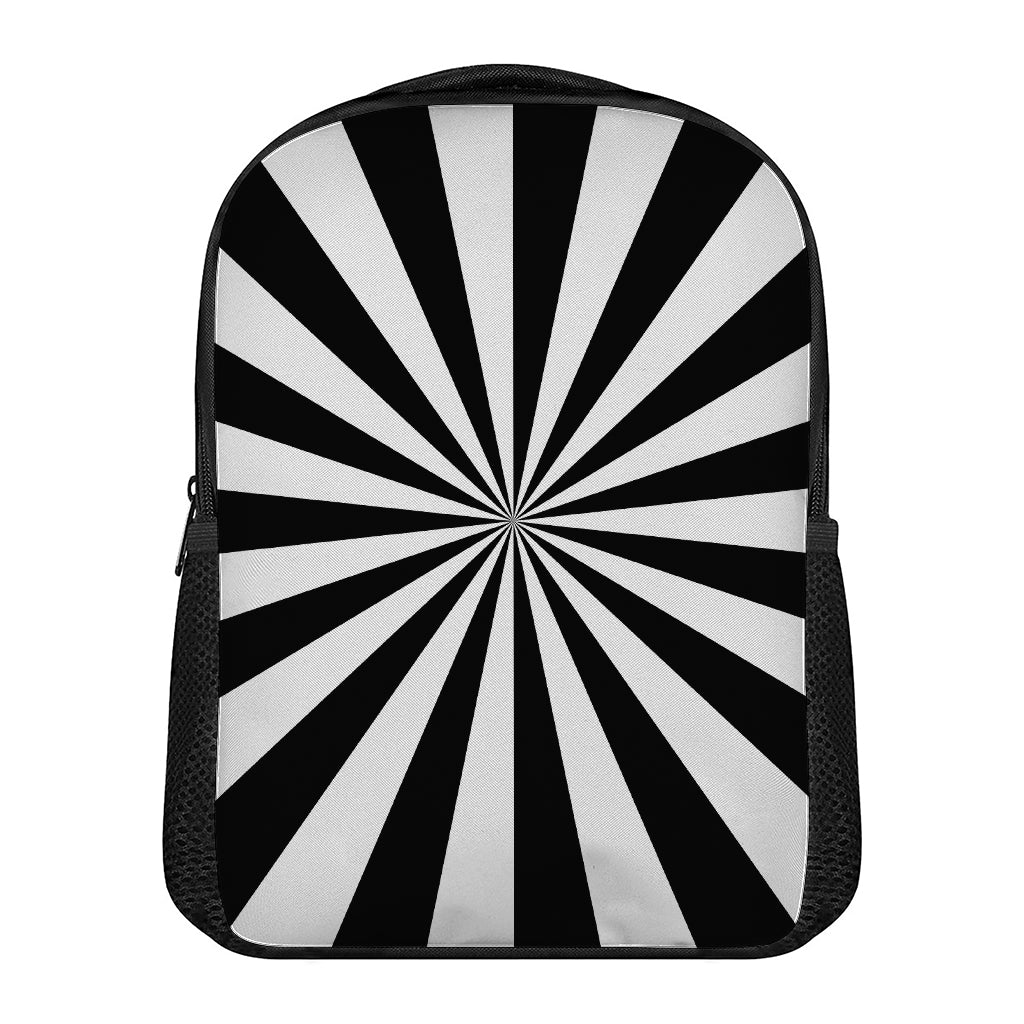 Black And White Radial Rays Print Casual Backpack