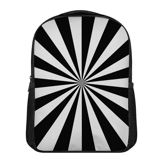 Black And White Radial Rays Print Casual Backpack