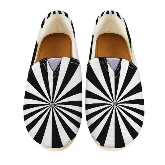 Black And White Radial Rays Print Casual Shoes
