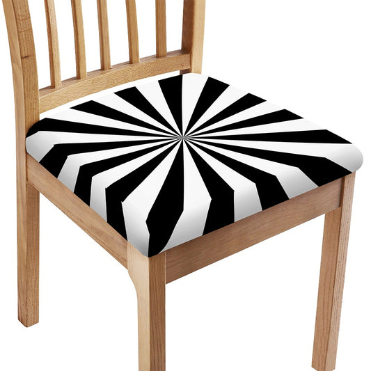 Black And White Radial Rays Print Chair Cushion Cover