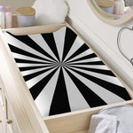 Black And White Radial Rays Print Changing Pad Cover