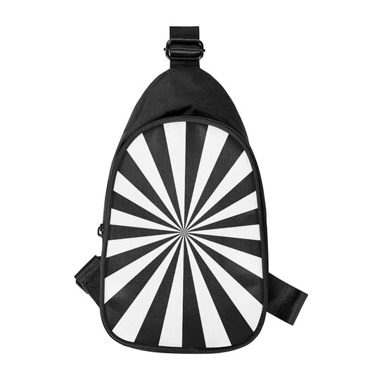Black And White Radial Rays Print Chest Bag