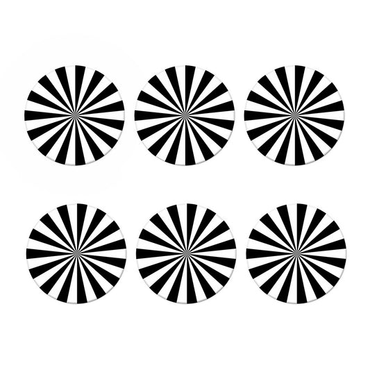 Black And White Radial Rays Print Coaster Set