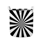 Black And White Radial Rays Print Collapsible Laundry Basket