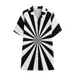 Black And White Radial Rays Print Cotton Hawaiian Shirt