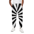 Black And White Radial Rays Print Cotton Sweatpants