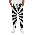 Black And White Radial Rays Print Cotton Pants