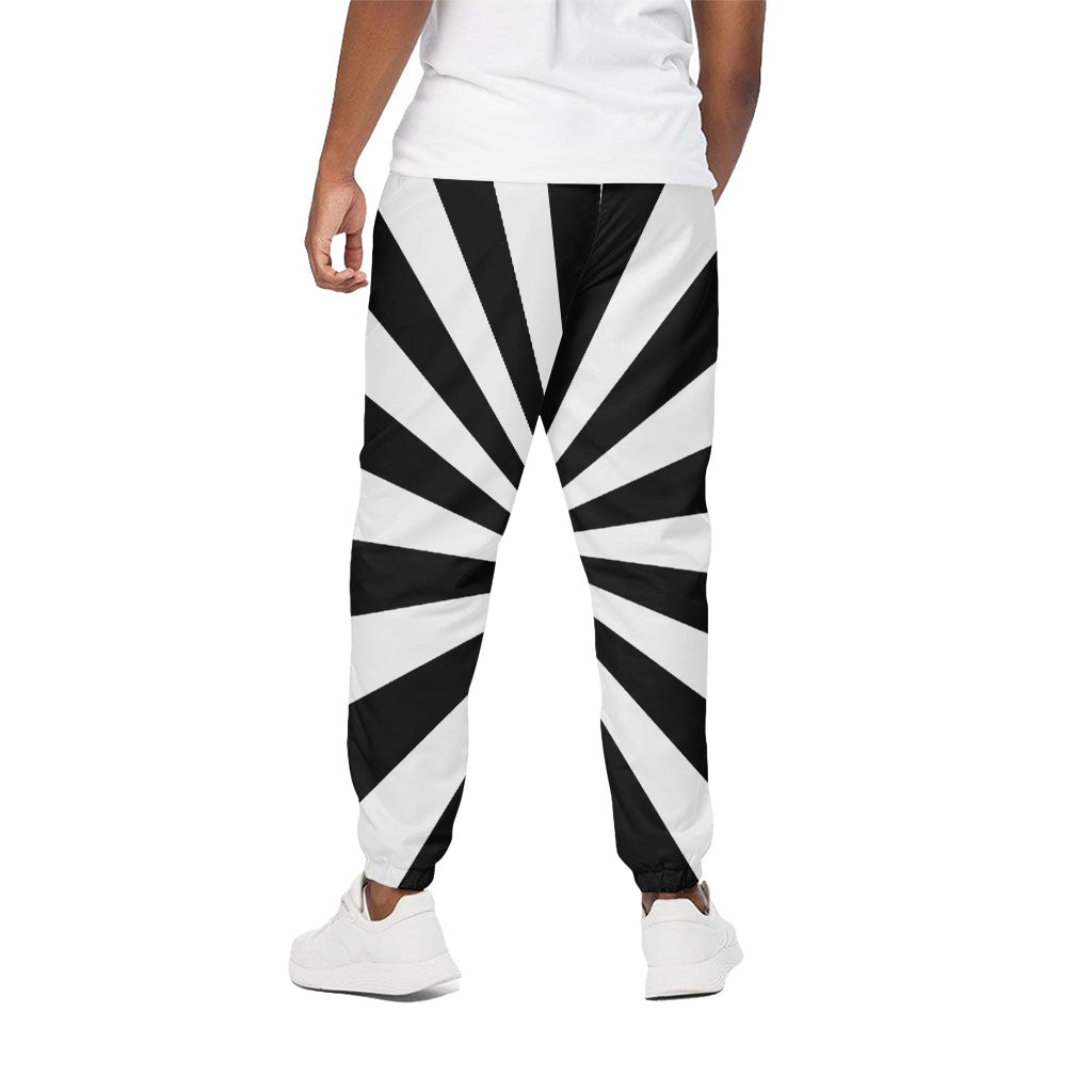 Black And White Radial Rays Print Cotton Pants