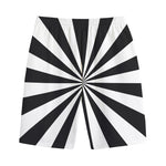 Black And White Radial Rays Print Cotton Shorts