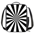 Black And White Radial Rays Print Crossbody Lunch Bag