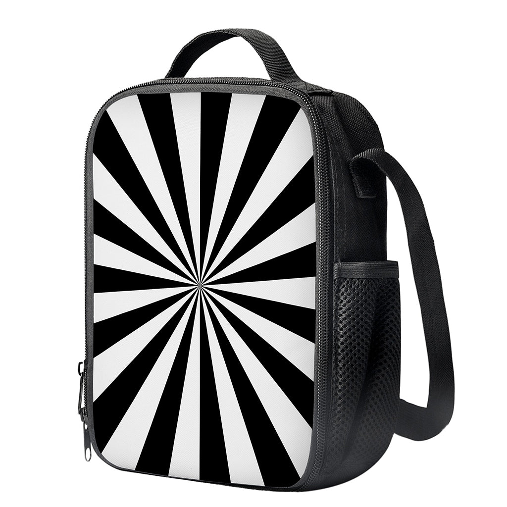 Black And White Radial Rays Print Crossbody Lunch Bag