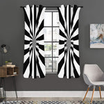 Black And White Radial Rays Print Curtain