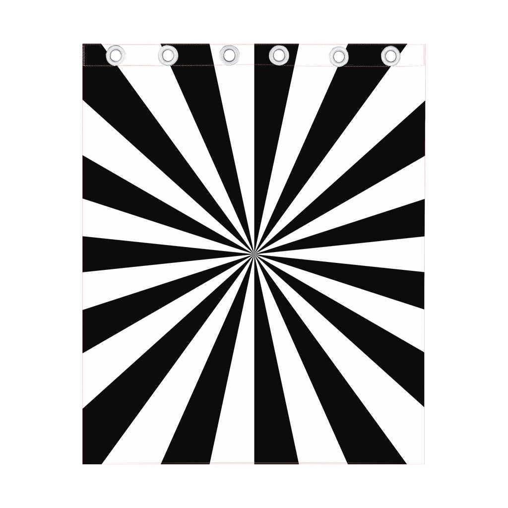 Black And White Radial Rays Print Curtain