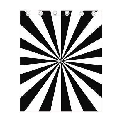 Black And White Radial Rays Print Curtain