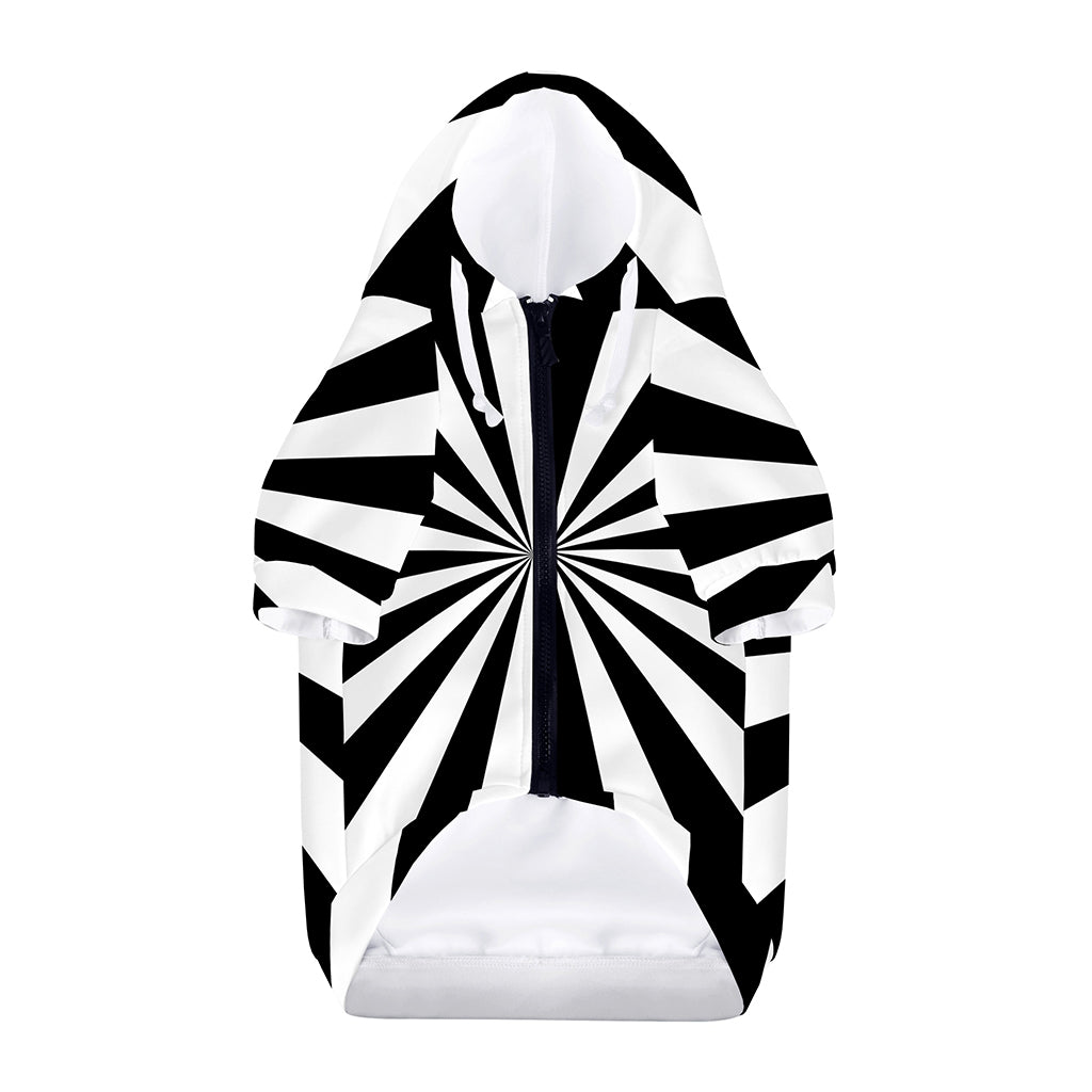 Black And White Radial Rays Print Dog Zip Up Hoodie