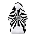 Black And White Radial Rays Print Dog Zip Up Hoodie