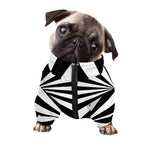 Black And White Radial Rays Print Dog Zip Up Jacket
