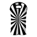 Black And White Radial Rays Print Double Neoprene Wine Tote