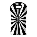 Black And White Radial Rays Print Double Neoprene Wine Tote