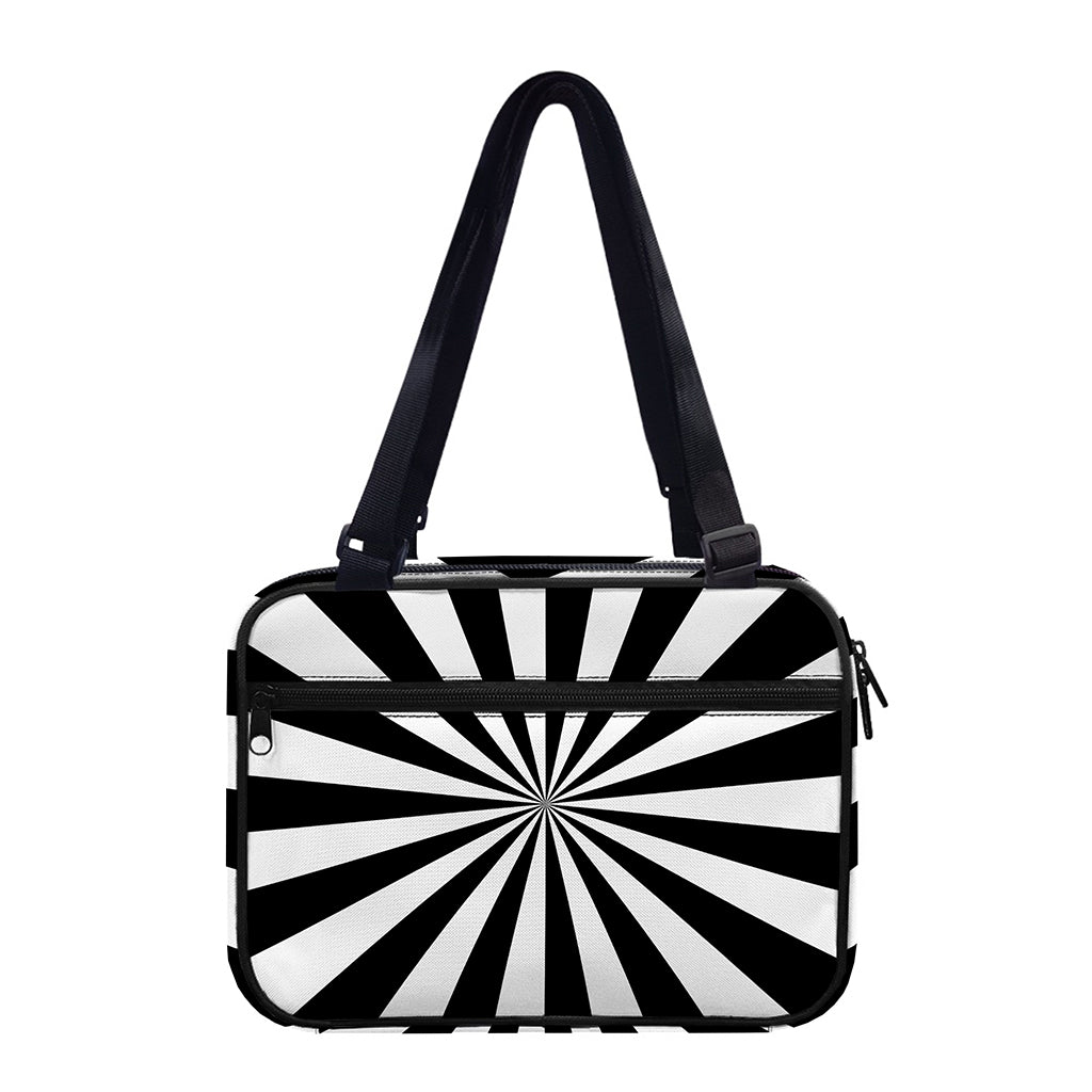 Black And White Radial Rays Print Double Strap Bible Bag