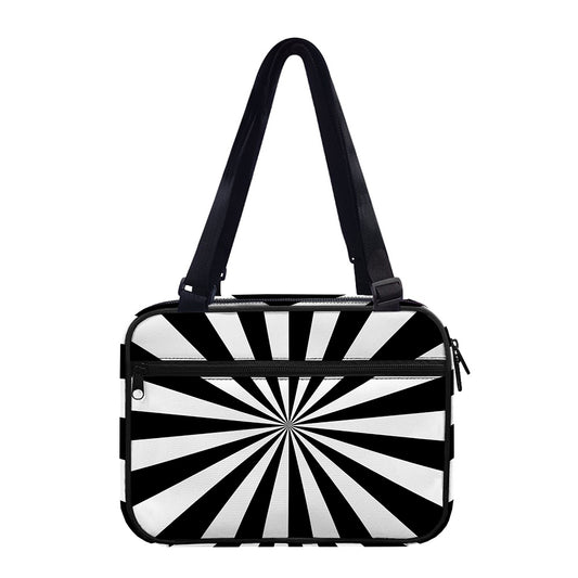 Black And White Radial Rays Print Double Strap Bible Bag