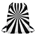 Black And White Radial Rays Print Drawstring Backpack