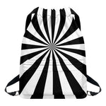 Black And White Radial Rays Print Drawstring Backpack