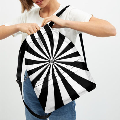 Black And White Radial Rays Print Drawstring Backpack