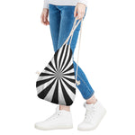 Black And White Radial Rays Print Drawstring Bag