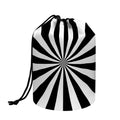 Black And White Radial Rays Print Drawstring Makeup Bag