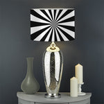 Black And White Radial Rays Print Drum Lamp Shade