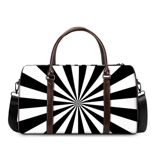 Black And White Radial Rays Print Duffle Bag