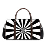 Black And White Radial Rays Print Duffle Bag