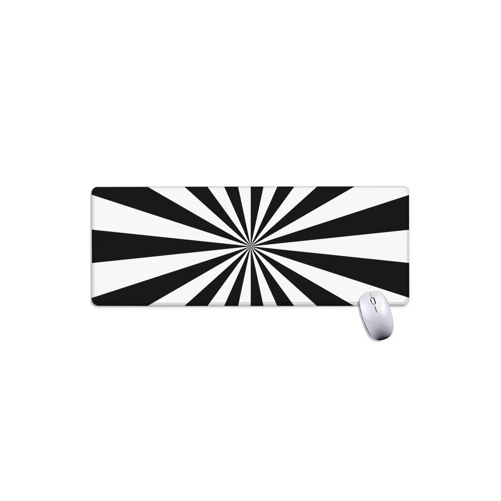 Black And White Radial Rays Print Extended Mouse Pad
