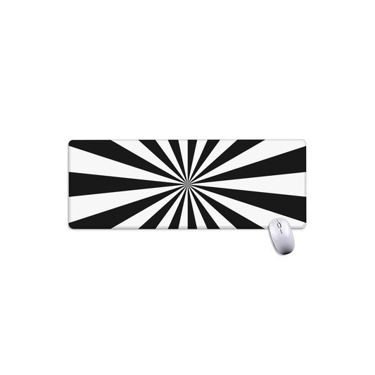 Black And White Radial Rays Print Extended Mouse Pad