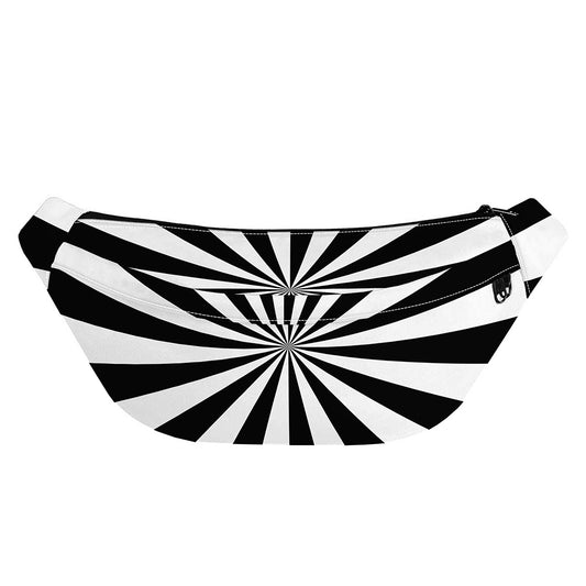 Black And White Radial Rays Print Fanny Pack