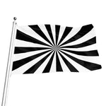 Black And White Radial Rays Print Flag
