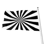 Black And White Radial Rays Print Flag