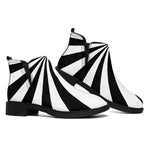 Black And White Radial Rays Print Flat Ankle Boots