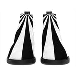 Black And White Radial Rays Print Flat Ankle Boots