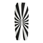 Black And White Radial Rays Print Fleece Lined Knit Pants