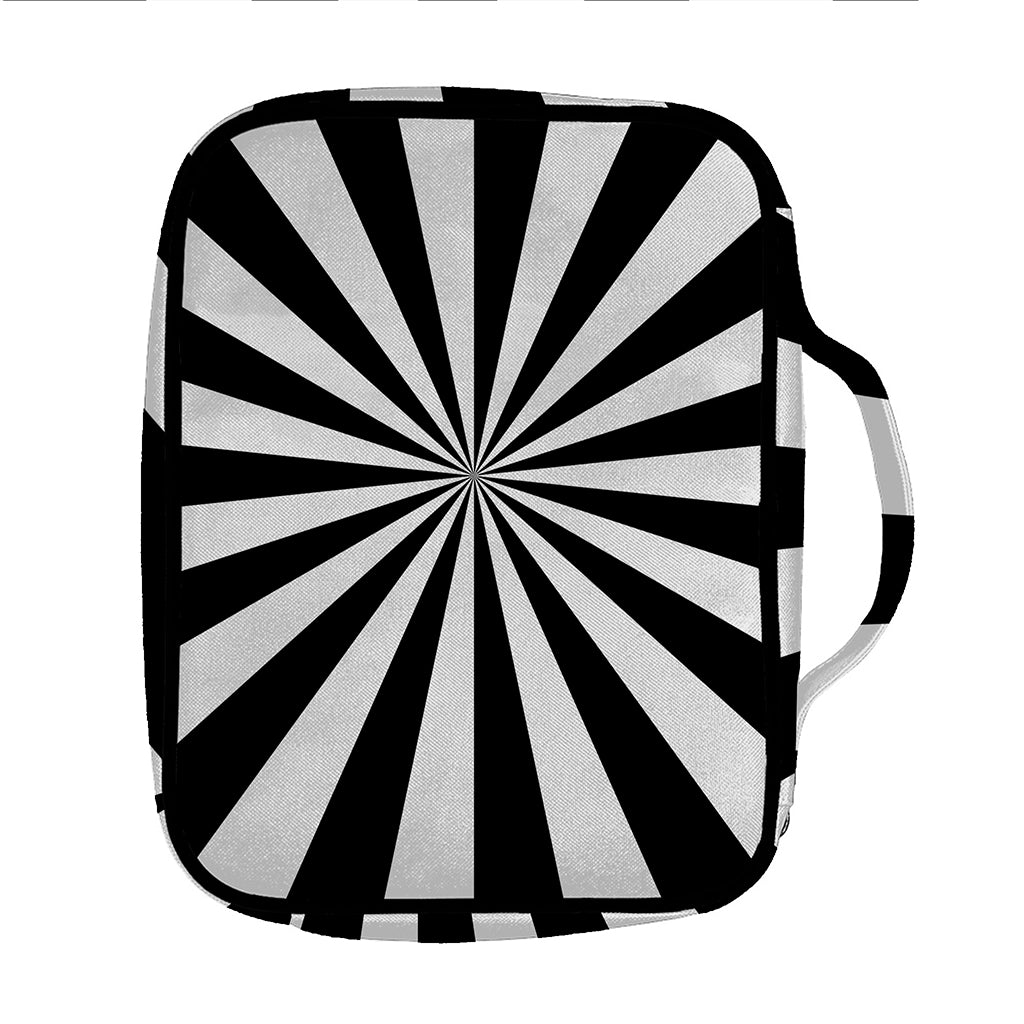 Black And White Radial Rays Print Front Pocket Bible Bag