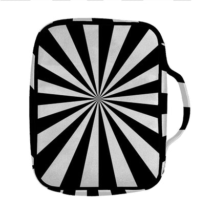 Black And White Radial Rays Print Front Pocket Bible Bag