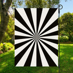 Black And White Radial Rays Print Garden Flag